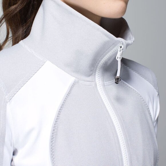 Lululemon | Nice Asana Jacket in Wee Stripe White Heathered Medium Grey / White - Picture 6 of 16